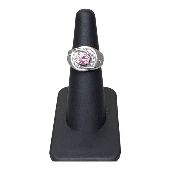 Sterling Silver Pink Tourmaline Statement Ring Unique Elegant Gemstone Size 6 - Picture 2 of 9